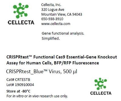Cellecta CRISPRtest Functional Cas9 Essential-Gene Knockout Assay for Human Cells, BFP/RFP Fluorescence CRTESTB