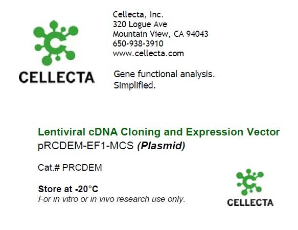 Cellecta Lentiviral cDNA Cloning and Expression Vector PRCDEM