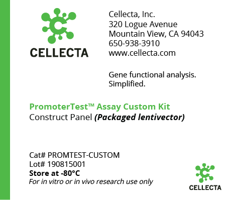 Cellecta PromoterTest Assay Custom Kit, PROMTEST-CUSTOM