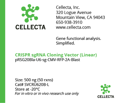 Cellecta CRISPR sgRNA Cloning Vector (Linear) SVCRU620B-L