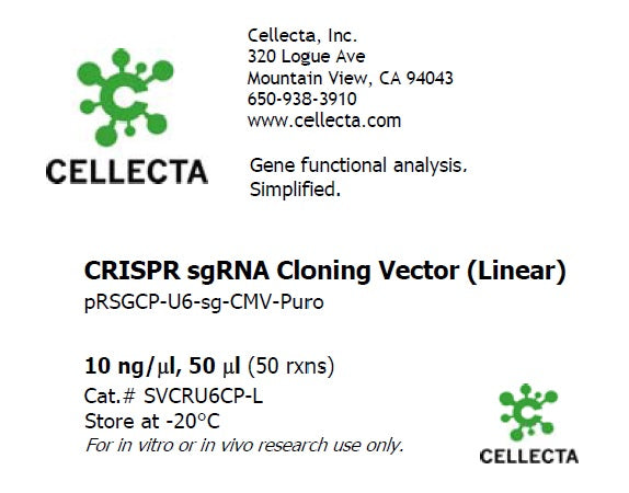 Cellecta CRISPR sgRNA Cloning Vector (Linear) SVCRU6CP-L