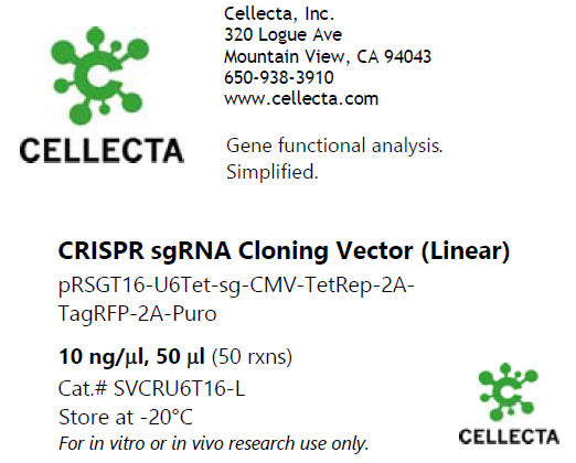 Cellecta CRISPR sgRNA Cloning Vector (Linear) SVCRU6T16-L