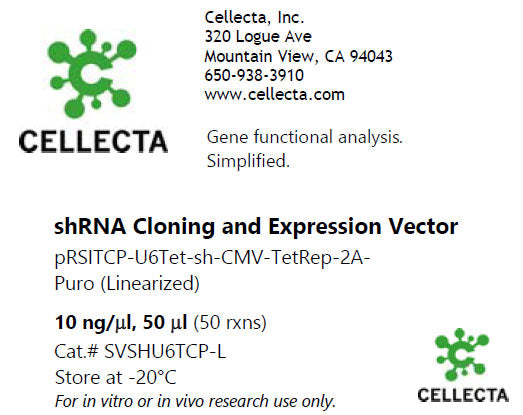 Cellecta shRNA Cloning and Expression Vector SVSHU6TCP-L
