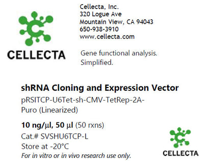 Cellecta shRNA Cloning and Expression Vector SVSHU6TCP-L