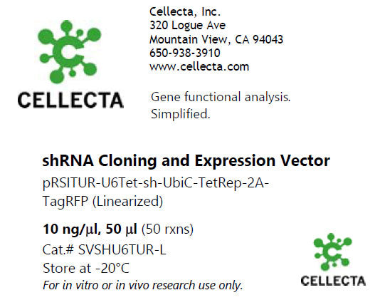 Cellecta shRNA Cloning and Expression Vector SVSHU6TUR-L