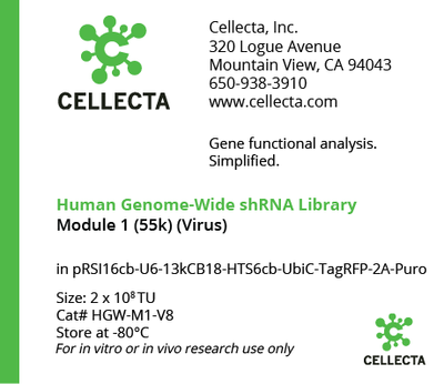 Cellecta Human Genome-Wide shRNA Library Module 1 (55K) (Virus) HGW-M1-V8