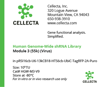 Cellecta Human Genome-Wide shRNA Library Module 3 (55K) (Virus) HGW-M3-V9