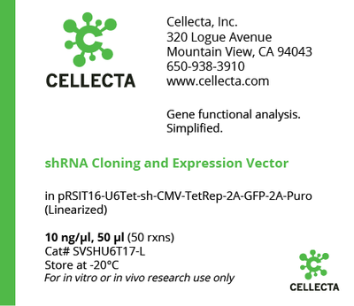 Cellecta shRNA Cloning and Expression Vector SVSHU6T17-L
