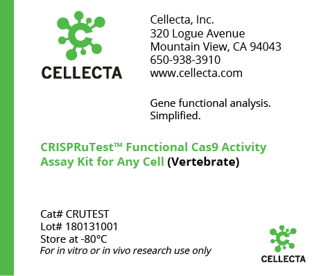 CRISPRuTest Functional Cas9 Activity Assay Kit for Any Cell (Vertebrate Cellecta CRUTEST