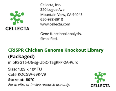 CRISPR Chicken Genome Knockout Library (Packaged), Cellecta, KOCGW-69K-V9