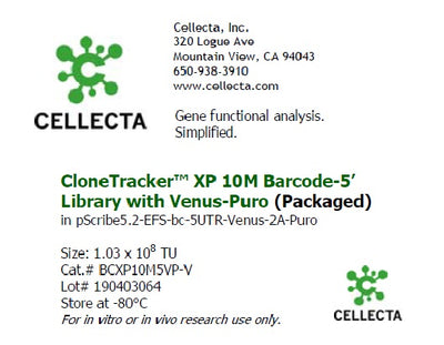 Cellecta CloneTracker XP 10M Barcode-5' Library with Venus-Puro (Packaged) BCXP10M5VP-V