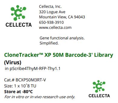 Cellecta CloneTracker XP 50M Barcode-3' Library (Virus) BCXP50M3RT