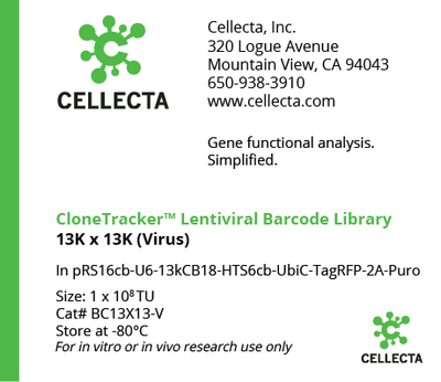 Cellecta CloneTracker Lentiviral Barcode Library 13K x 13K (Virus) BC13X13-V