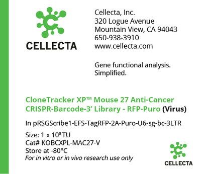 Cellecta CloneTracker XP Mouse 27 Anti-Cancer CRISPR-Barcode-3' Library - RFP-Puro (Virus) KOBCXPL-MAC27-V