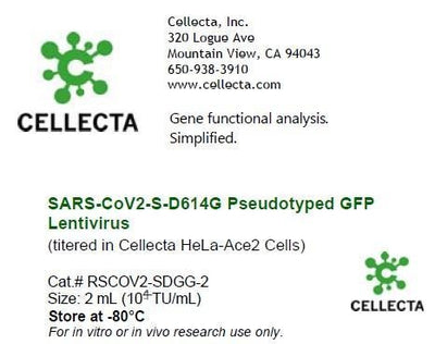 Cellecta SARS-CoV2-S-D614G Pseudotyped GFP Lentivirus RSCOV2-SDGG-2