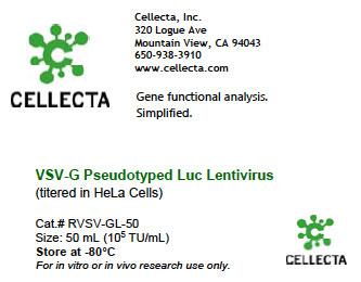 Cellecta VSV-G Pseudotyped Luc Lentivirus RVSV-GL-50