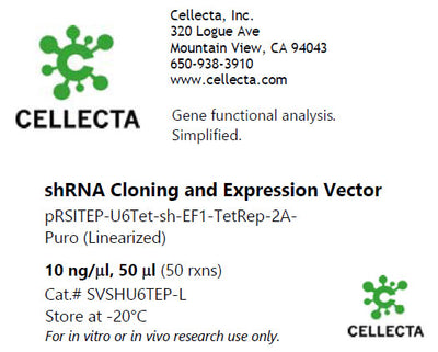 Cellecta shRNA Cloning and Expression Vector SVSHU6TEP-L