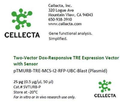 Cellecta Two-Vector Dox-Responsive TRE Expression Vector with Sensor SVTURB-P