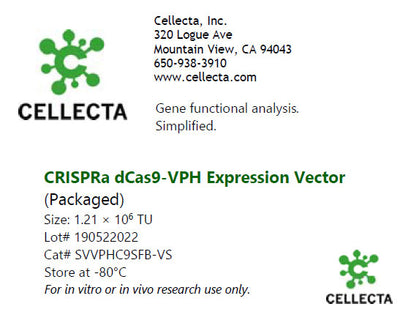 Cellecta CRISPRa dCas9-VPH Expression Vector (Packaged) SVVPHC9SFB-VS