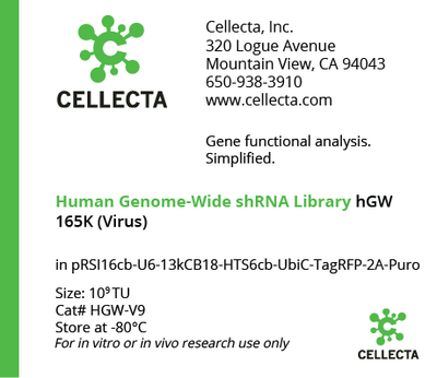 Cellecta Human Genome-Wide shRNA Library hGW 165K (Virus) HGW-V9