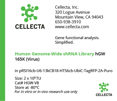 Cellecta Human Genome-Wide shRNA Library hGW 165K (Virus) HGW-V8