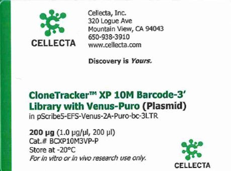 Cellecta CloneTracker XP 10M Barcode-3' Library with Venus-Puro (Plasmid) BCXP10M3VP-P