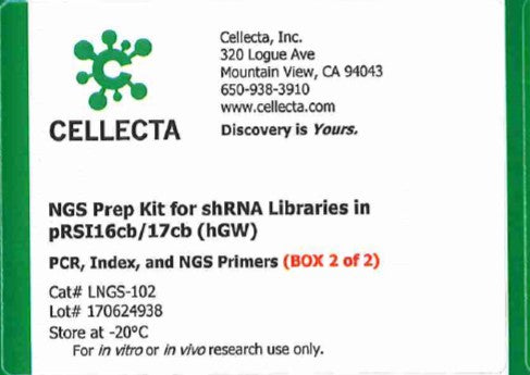 Cellecta NGS Prep Kit for shRNA Libraries in pRSI16cb/17cb (hGW) LNGS-102